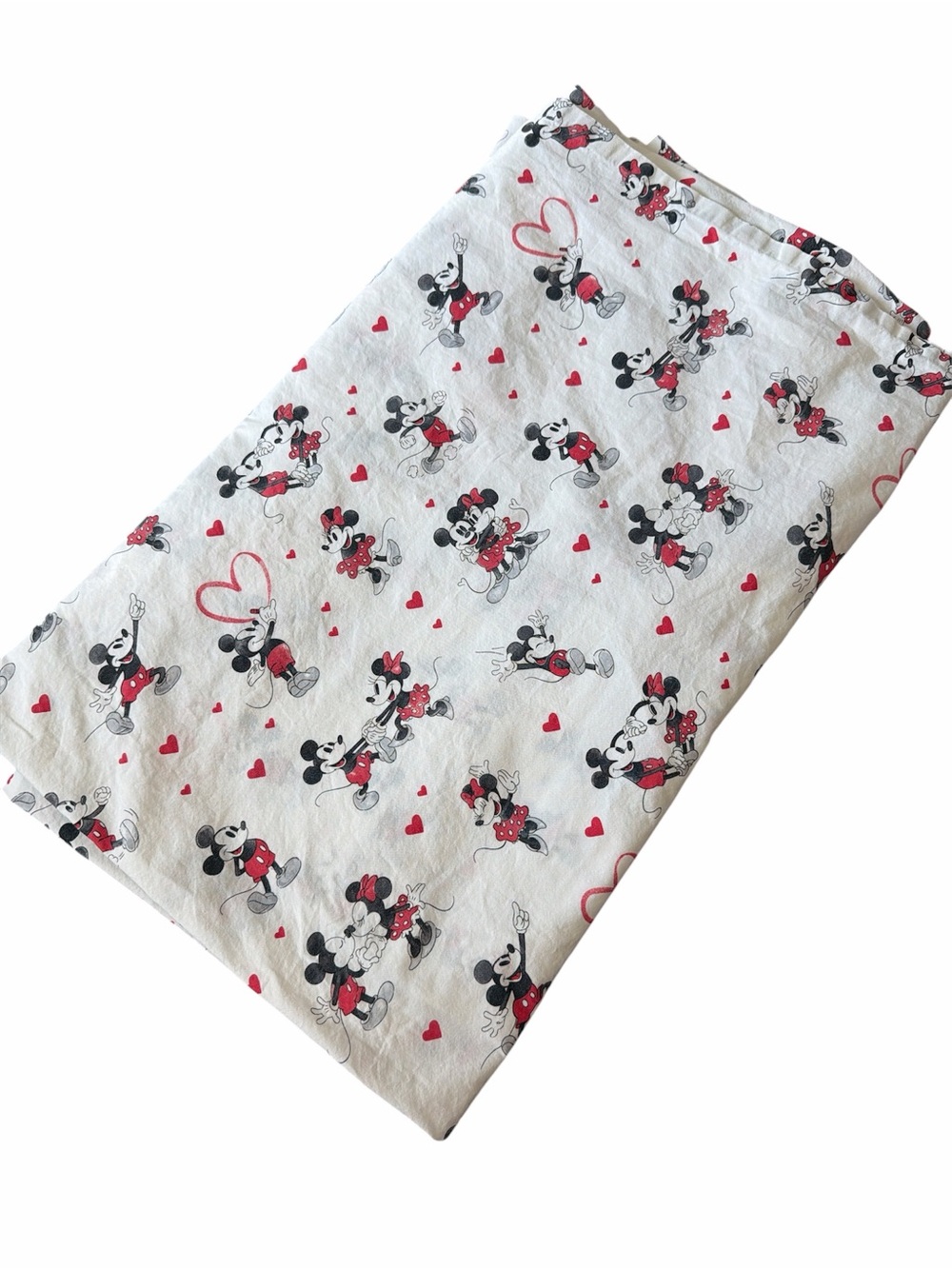 Pottery Barn Kids White Mickey & Minnie Heart Print Sheets with Red Accents